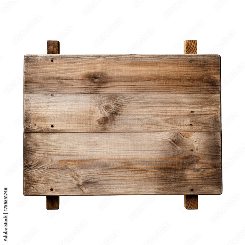 an empty wooden sign isolated on transparent background