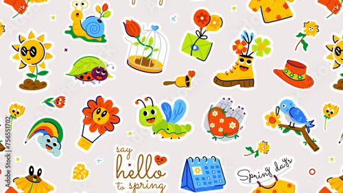 A springtime vector showcasing the spirit of spring days, lovely emojis, and floral accessories 