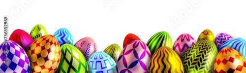 Easter eggs border, Easter banner, painted eggs background