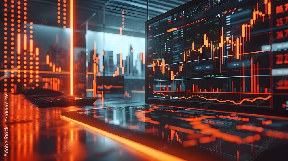AI Algorithm Orchestrating Stock Market Trading High-Resolution Digital Art