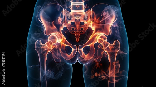 X-Ray human skeleton. 3D photo