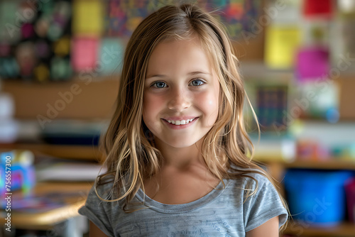 Creative Learning: A Child in a Colorful Classroom Filled with Art Supplies