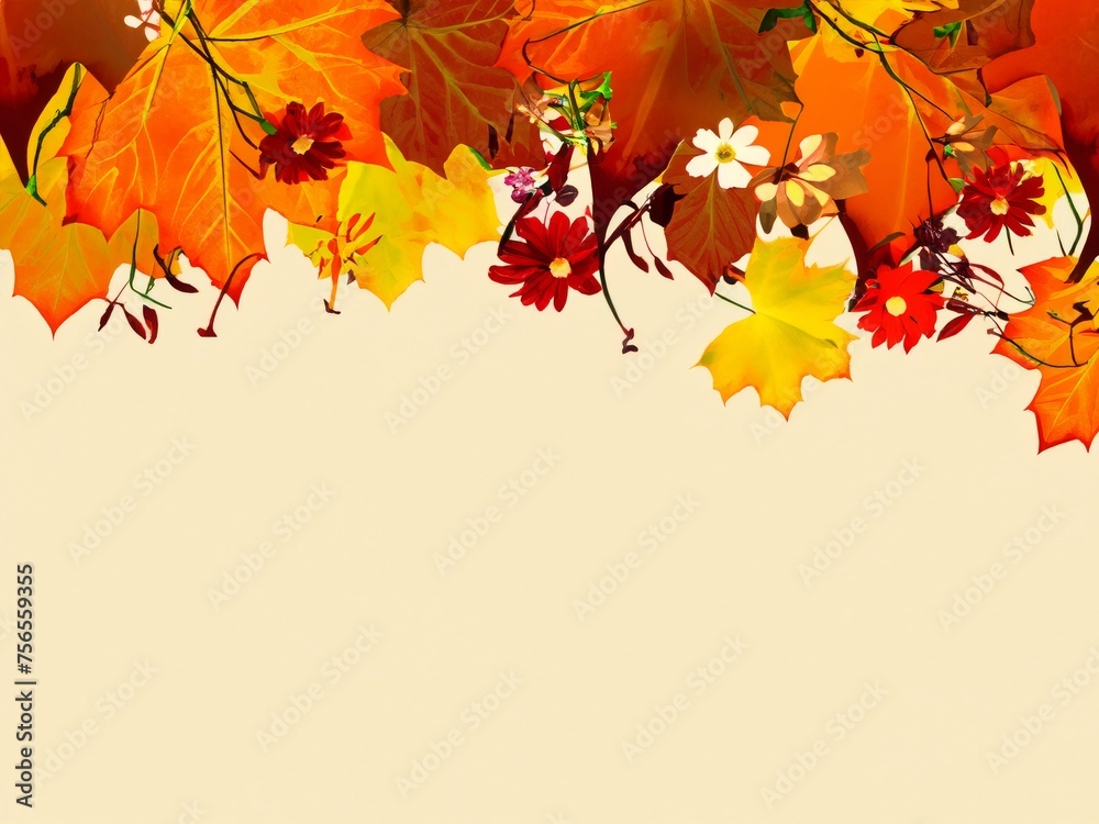autumn background with leaves and little flowers autumn background with leaves and little flowers