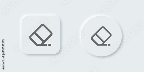 Eraser line icon in neomorphic design style. Wipe out signs vector illustration.