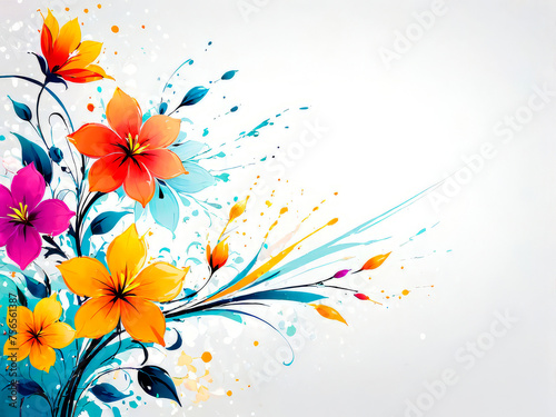 Abstract floral background in bright summer colors  decorative backdrop with copy space