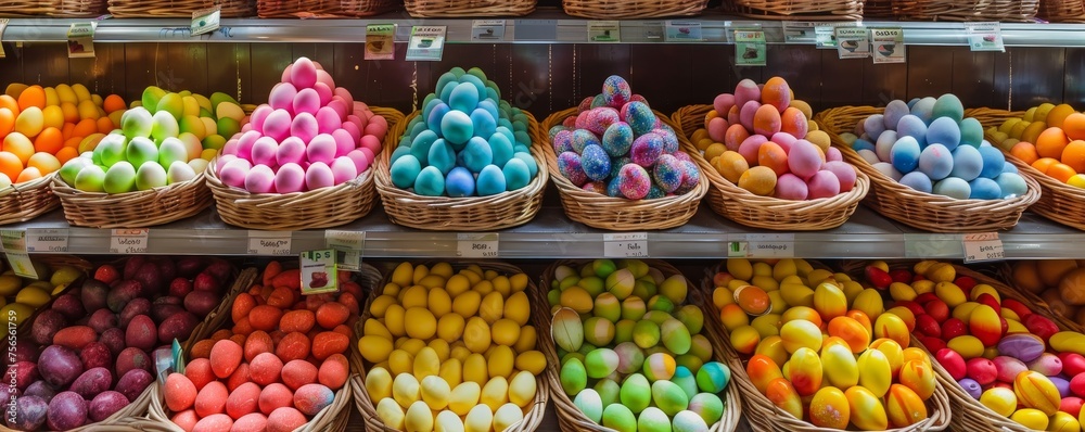 Find Your Perfect Easter Treat: A Diverse Collection of Easter Eggs on Discount in a Festive Retail Display