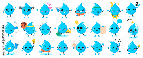 Cartoon water drop vector icon