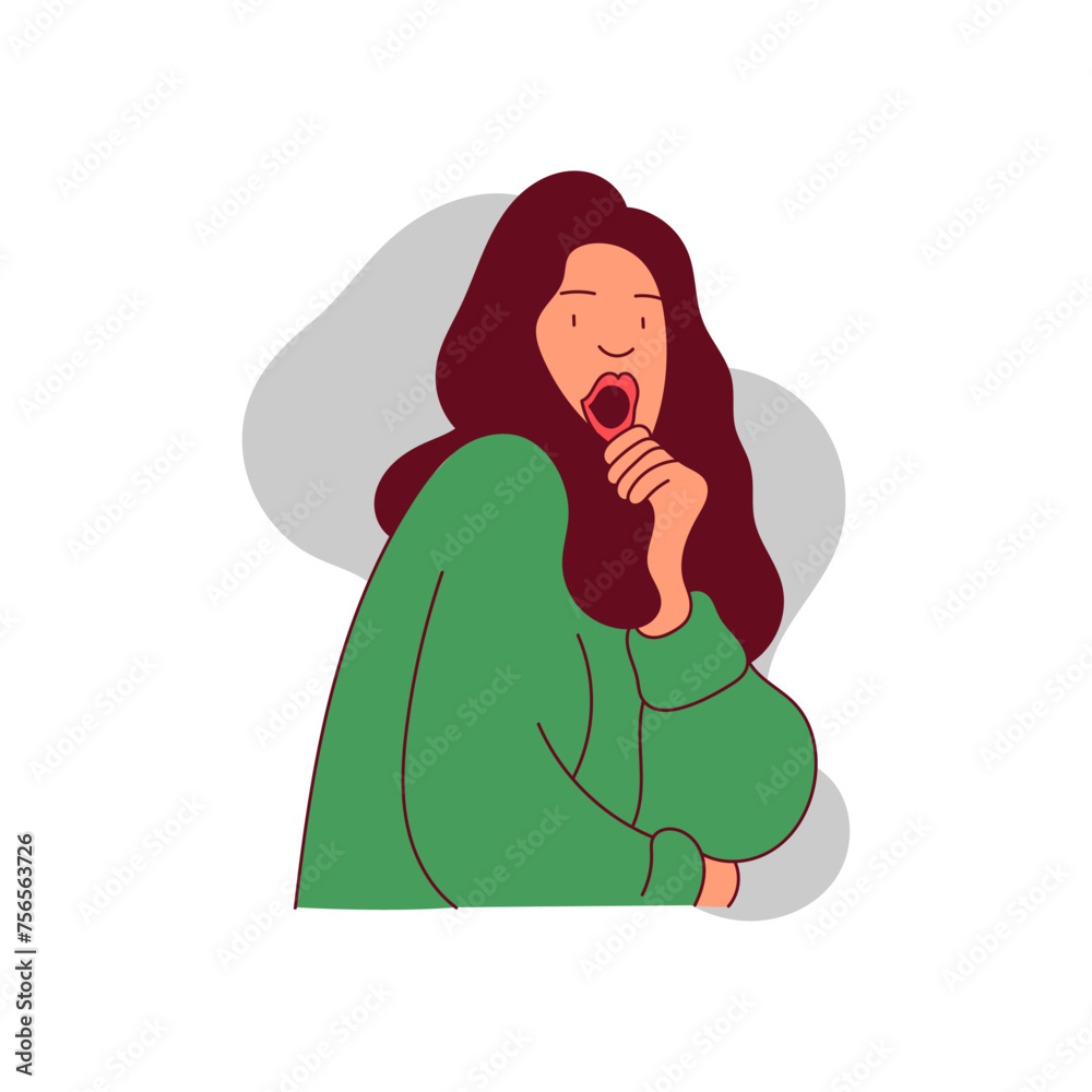 Scared woman with open mouth afraid. Vector hand drawn illustration in flat style. Scared woman with open mouth afraid. Vector hand drawn illustration in flat style.