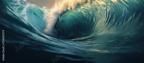 3d illustration of abstract blue ocean with waves and sun rays