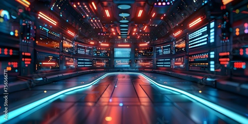 Futuristic TV Show Background Ideal for Tech Presentations or Events. Concept Futuristic Background, Tech Presentations, TV Show, Events, Technology