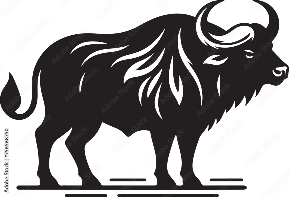 Buffalo line art silhouette vector illustration Buffalo line art silhouette vector illustration