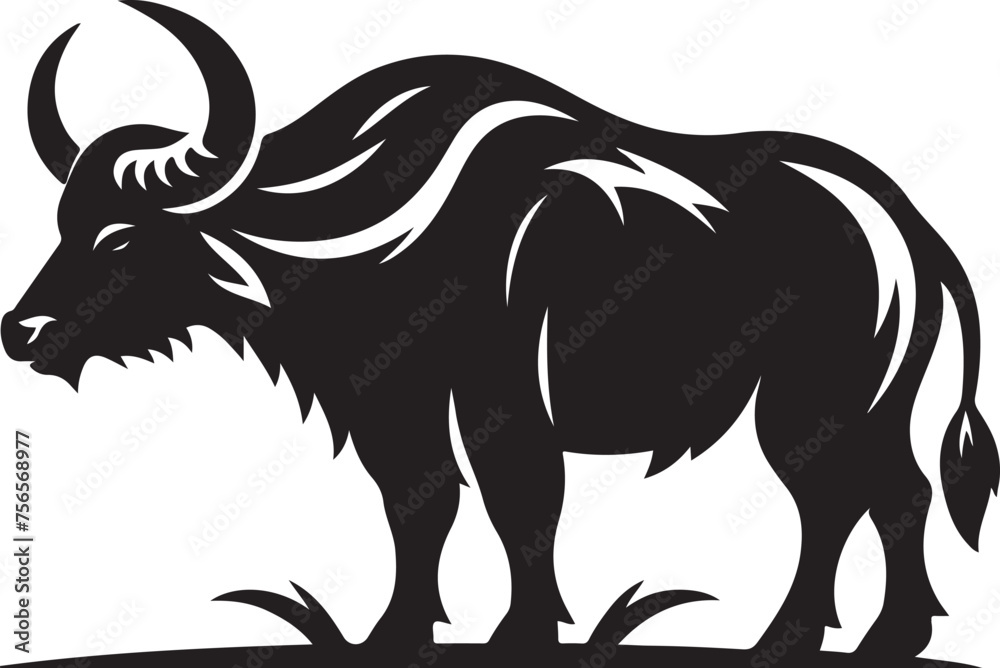 Buffalo line art silhouette vector illustration