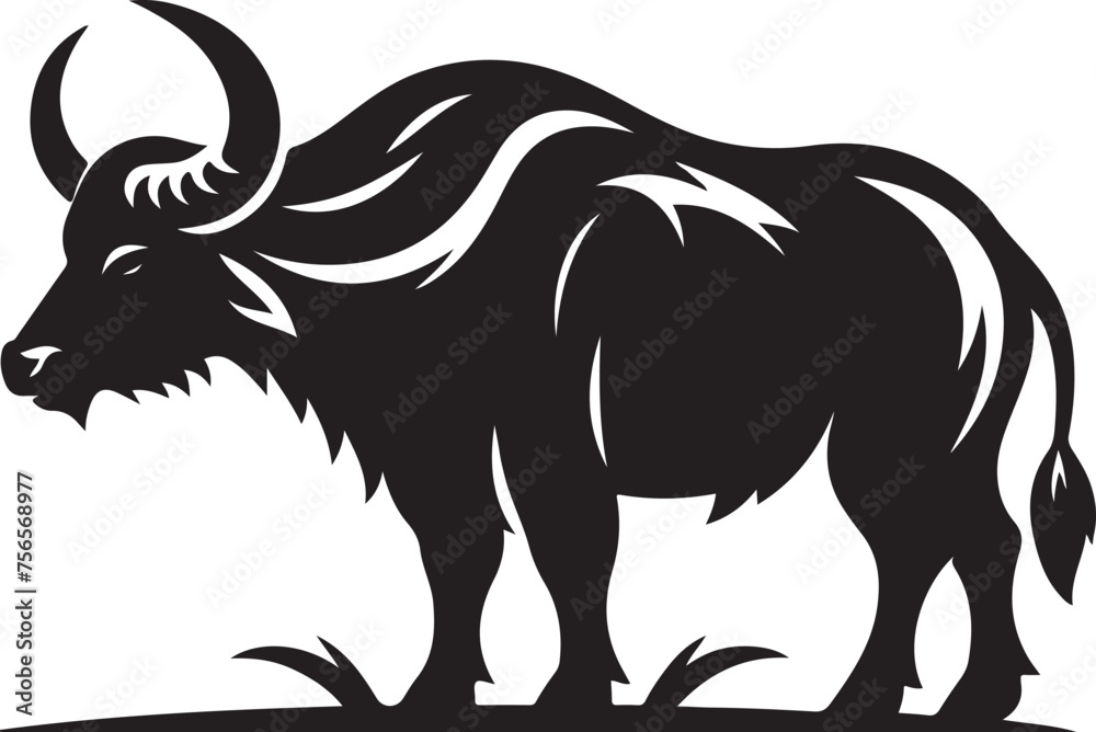 Buffalo line art silhouette vector illustration Buffalo line art silhouette vector illustration