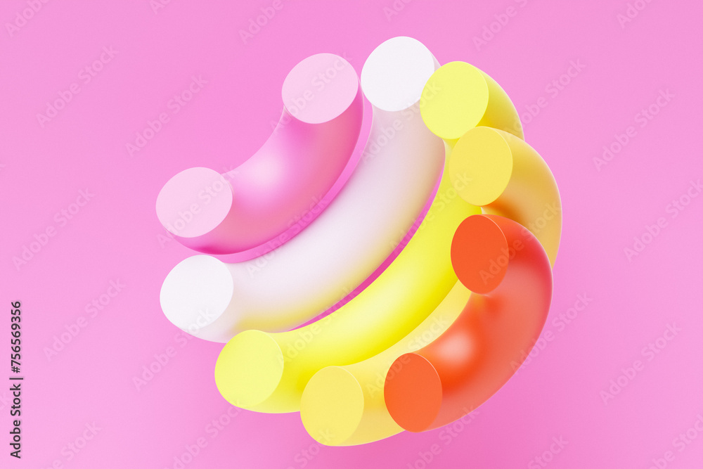 3D illustration, geometric illusion, isometric abstract shapes in the shape of a hemisphere, colorful shapes intertwined 3D illustration, geometric illusion, isometric abstract shapes in the shape of a hemisphere, colorful shapes intertwined
