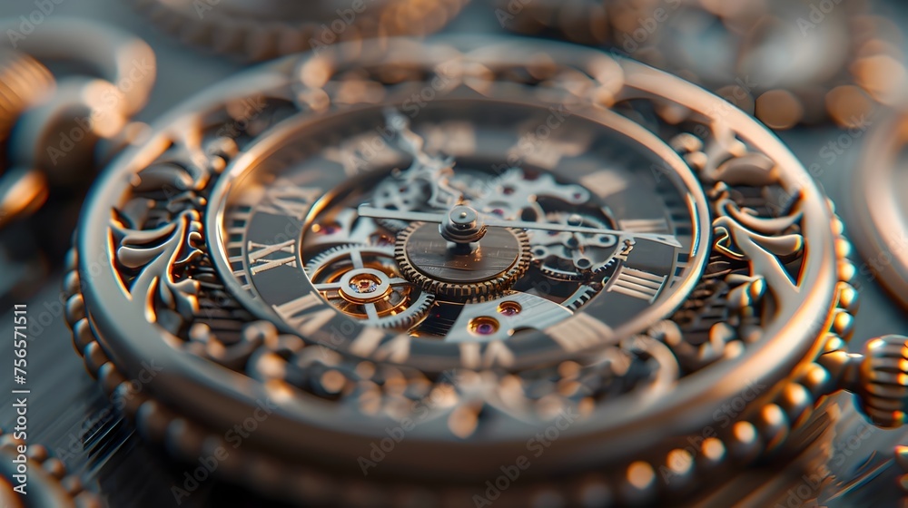 Antique Pocket Watch in Soft Studio Lighting - A Hyperrealistic Masterpiece Highlighting Craftsmanship and Detail