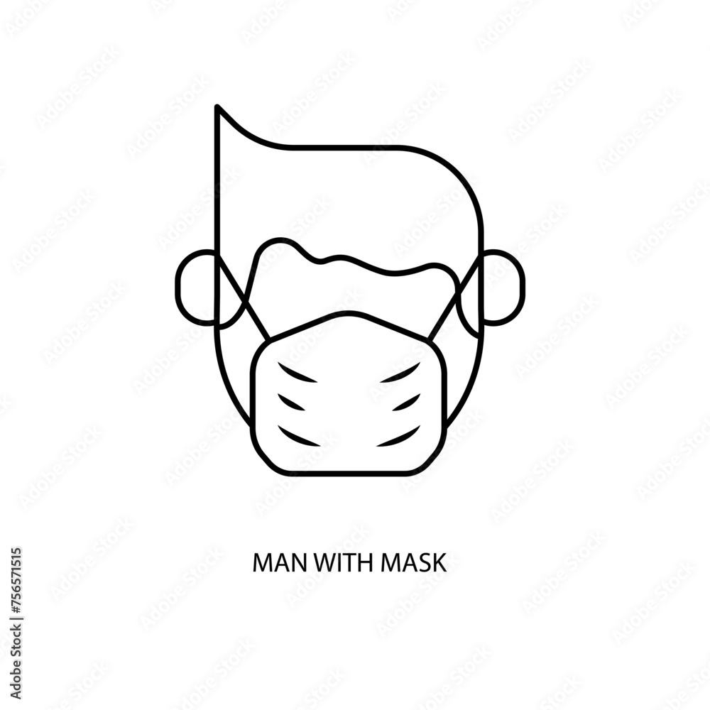 man with mask concept line icon. Simple element illustration. man with mask concept outline symbol design. man with mask concept line icon. Simple element illustration. man with mask concept outline symbol design.