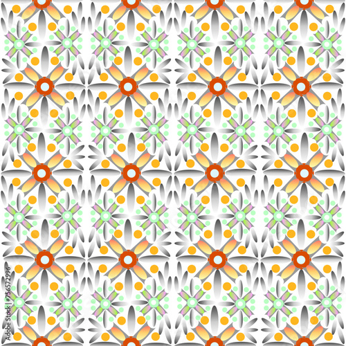 Seamless vector pattern with floral ornament, delicate orange-yellow and green colors with a gradient. Suitable for interior, print, wallpaper, fabric, clothing, stationery. © Юлия Глухивская