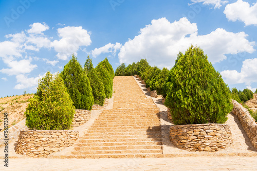 The pine tree stairs in the first bay of the Yellow River in the world, Shilou County, Luliang, Shanxi photo