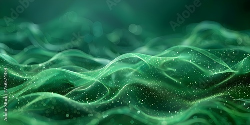 Vibrant green background with abstract digital wave design for tech concept. Concept Tech Concept, Digital Wave Design, Vibrant Green Background, Abstract, Visual Technology © Anastasiia