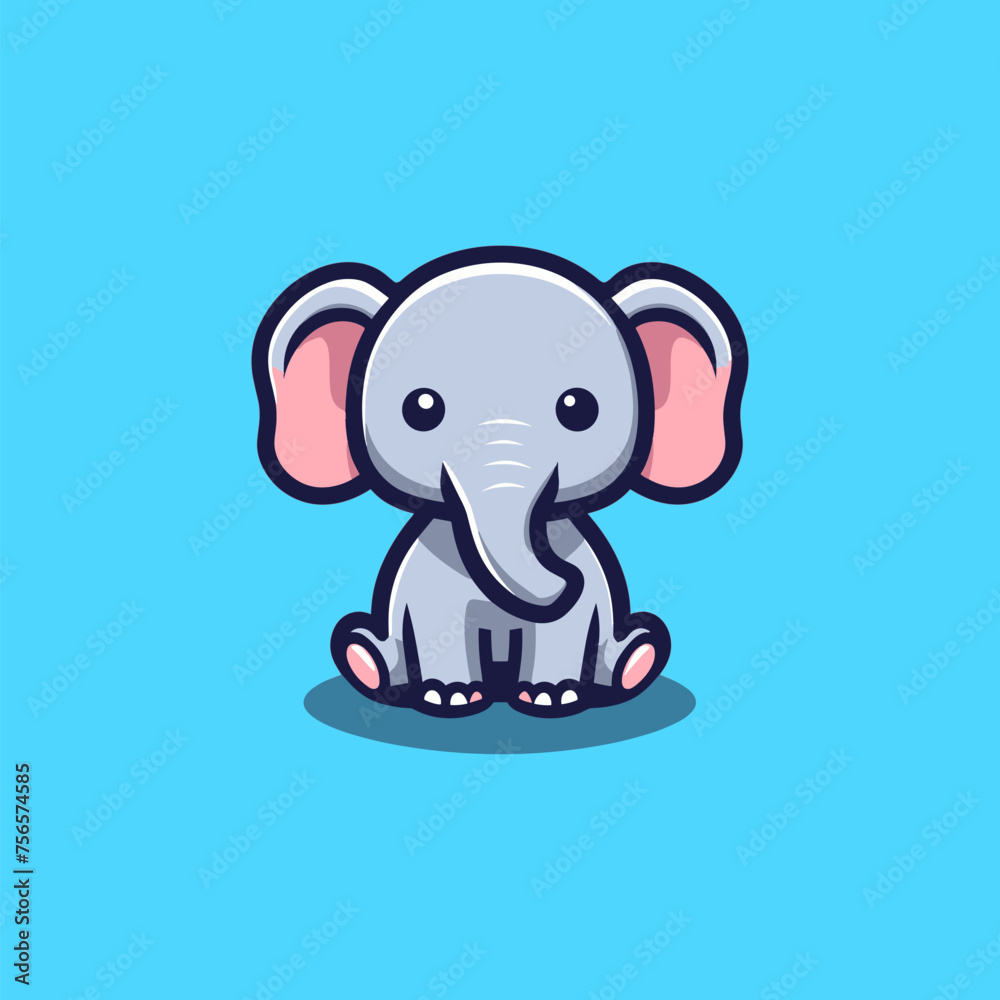 Elephant Cute Mascot Logo Illustration Chibi Kawaii is awesome logo, mascot or illustration for your product, company or bussiness