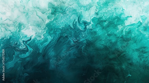 Abstract art teal blue green gradient paint photo