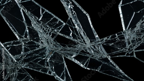 cracked glass on a black background.