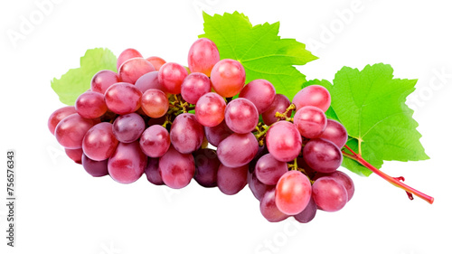 Fresh Red grapes bunch isolated on transparent background. 