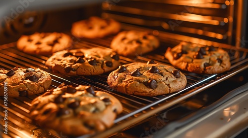 pieces of chocolate chip cookies baked in the oven