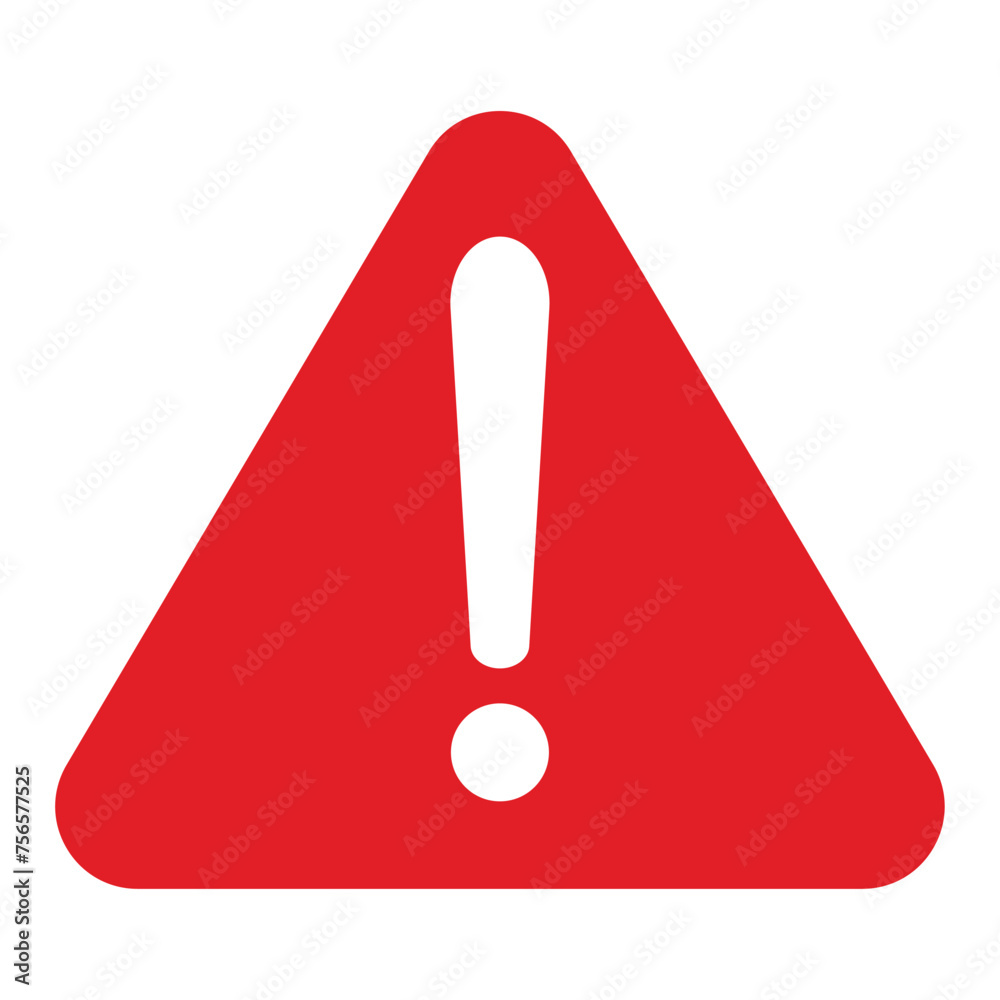 Hazard warning attention sign with exclamation mark symbol in a red triangle. Danger, Vector illustration. Attention icon.