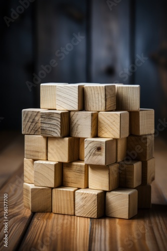 Wooden blocks arranged neatly on a wooden table