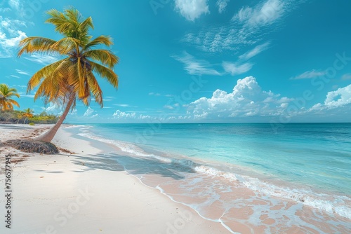 Photo of summer vacation background banner, Tropical beach in summer holiday concept © Nijieimu