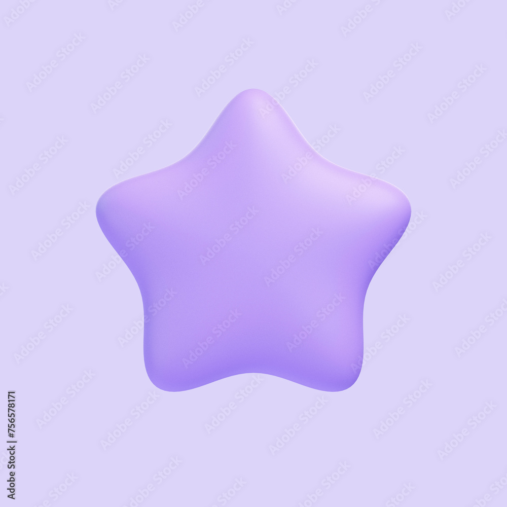 A minimalistic purple star shape with soft edges against a monochromatic lilac background. Icon, sign and symbol. Front view. 3D Render illustration A minimalistic purple star shape with soft edges against a monochromatic lilac background. Icon, sign and symbol. Front view. 3D Render illustration