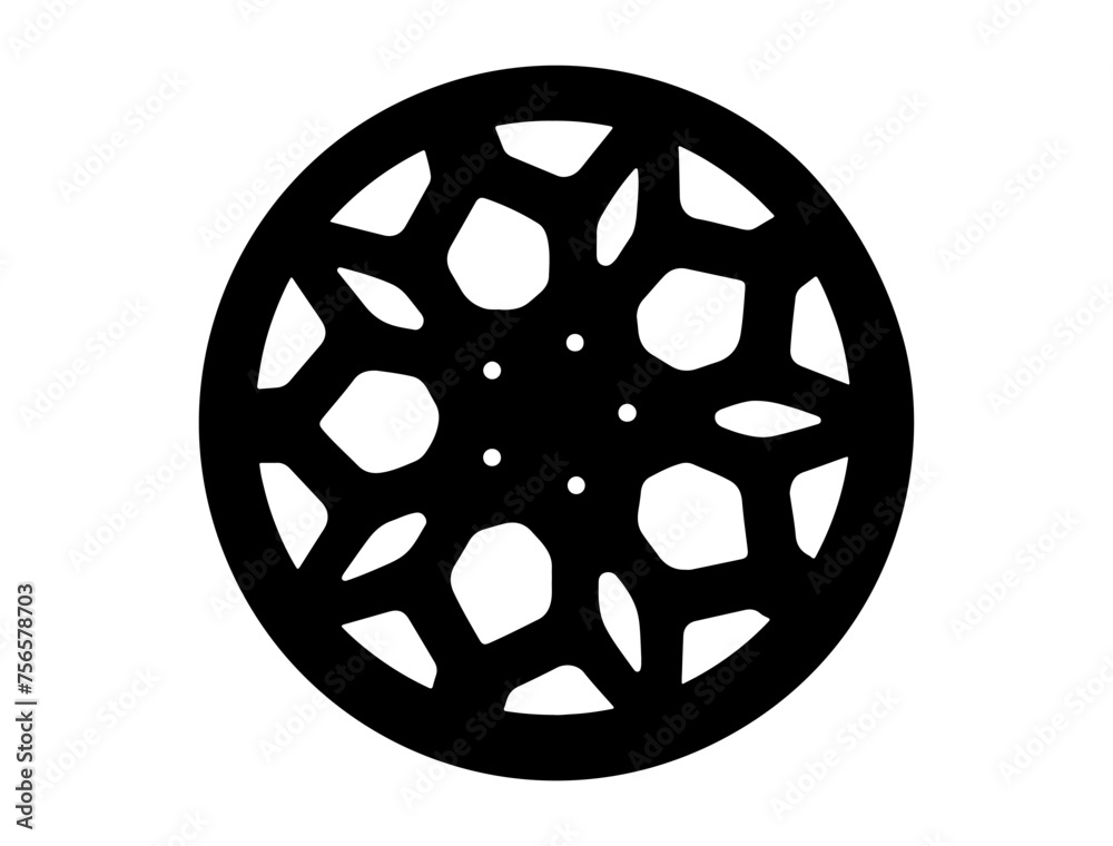 Car wheel rim cover silhouette vector art