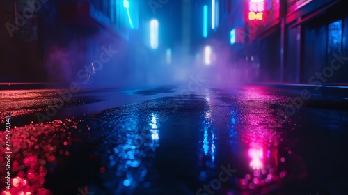 Wet Asphalt Reflection of Neon Lights: A Search