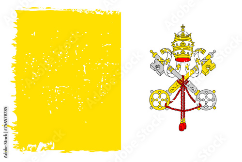 Vatican City flag - vector flag with stylish scratch effect and white grunge frame.