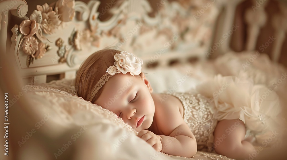 Newborn baby sleeping peacefully in a crib a picture of innocence and the promise of beginnings