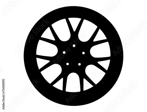 Car wheel rim cover silhouette vector art