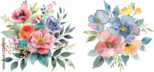 Watercolor flower collection photo