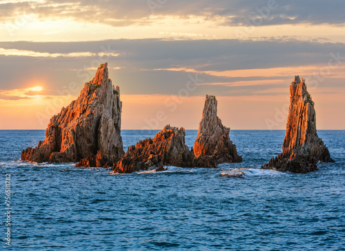 Gueirua beach at evening. Asturias, Spain.