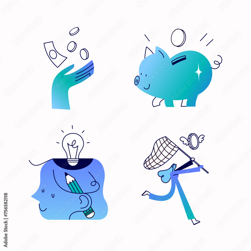 Finance Vector Spot Illustrations - Blue