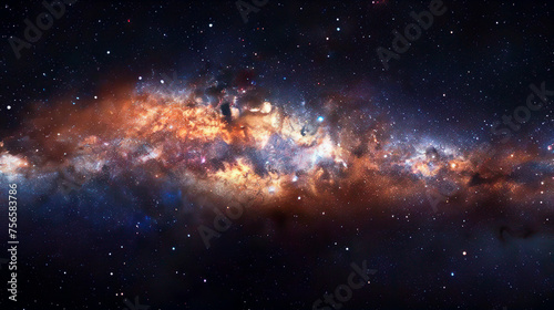 View of the milky way stars and cosmic clouds in the galaxy. Amazing outer space universe. The genesis of a new planet.