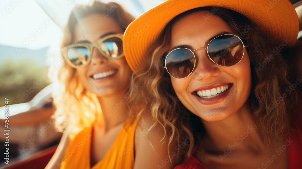 a couple of smiling female friends in their thirties take a selfie outdoors. lesbian couple. LGBTQ+ a couple of smiling female friends in their thirties take a selfie outdoors. lesbian couple. LGBTQ+
