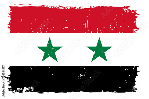 Syria flag - vector flag with stylish scratch effect and white grunge frame.
