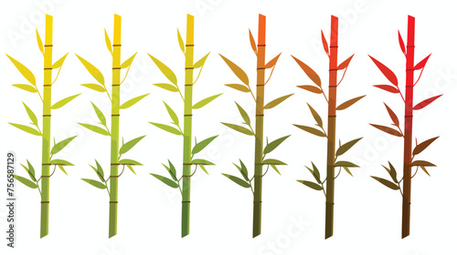 Bamboo icon gradient yellow green red colour chinese © Vector
