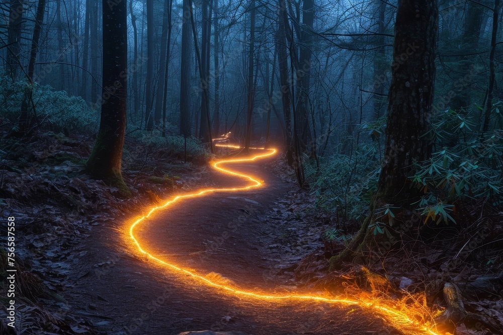 Obraz premium Luminous Trail: A Journey Through Time and Light