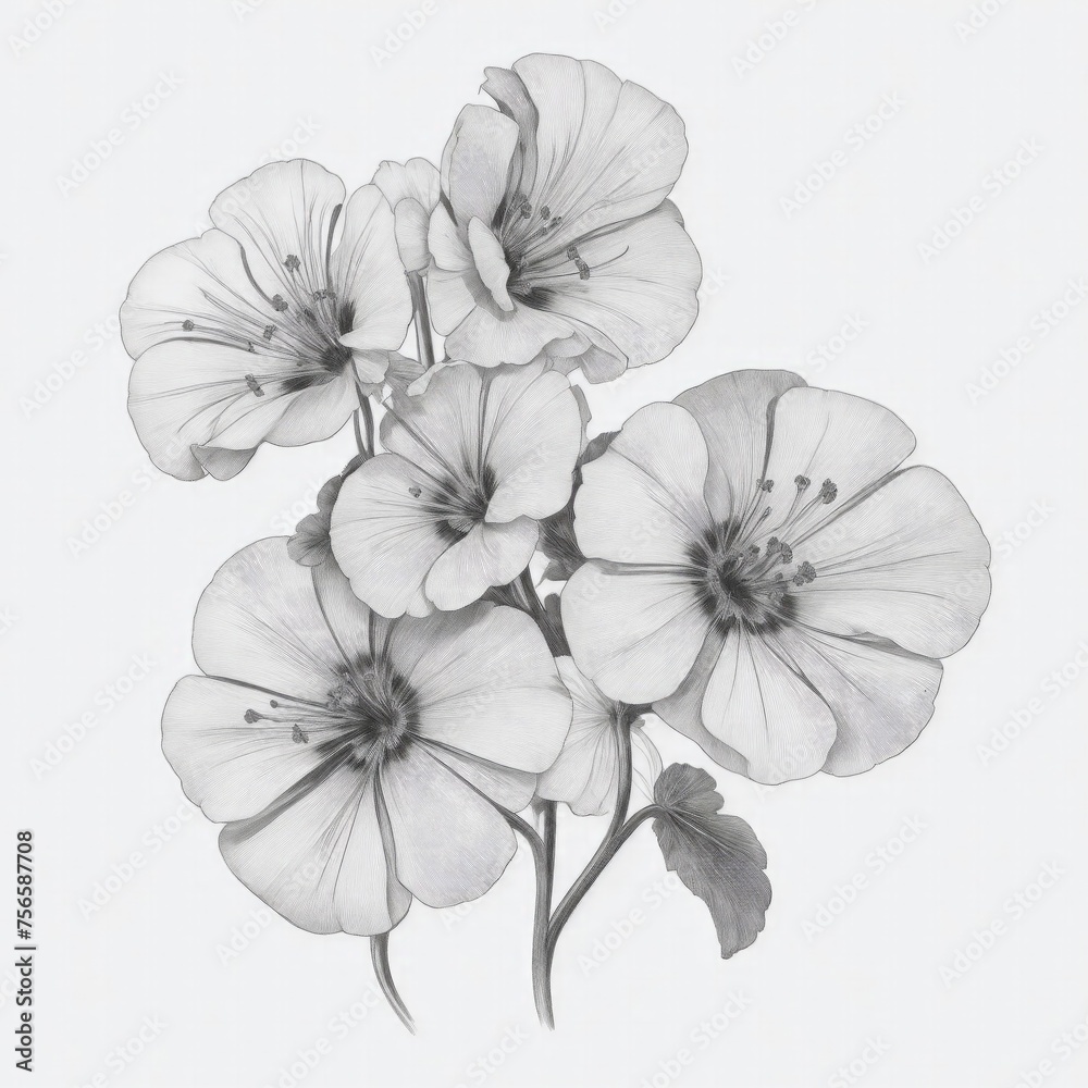 Fototapeta premium A Geranium tattoo traditional old school bold line on white background