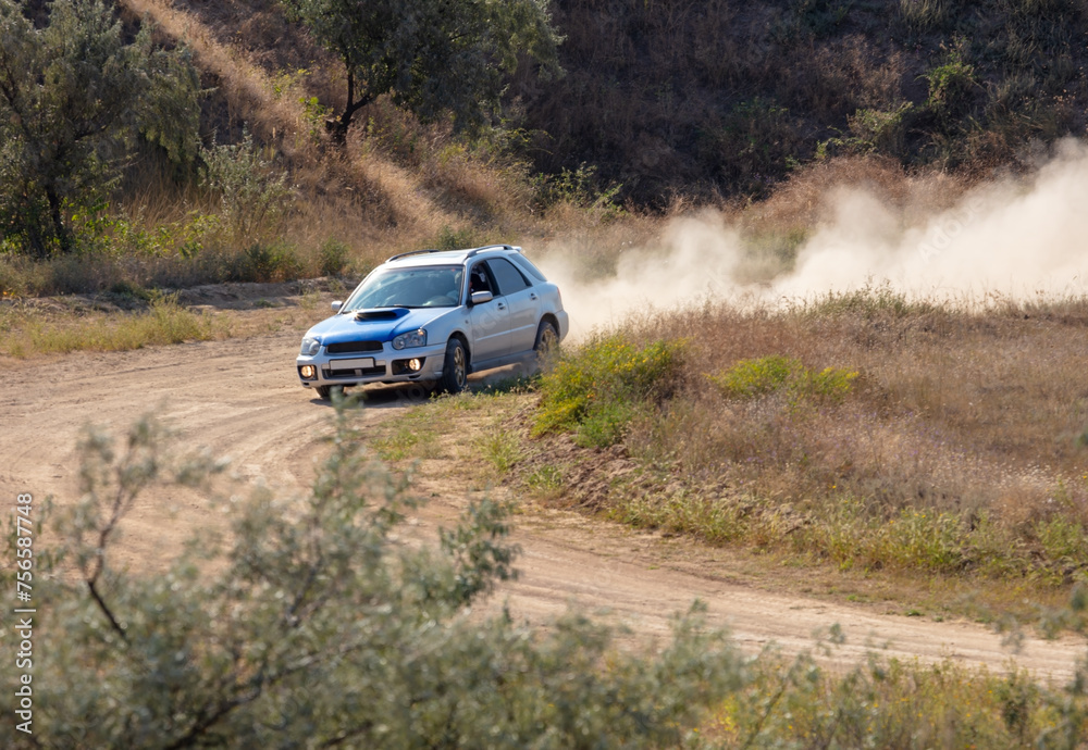 Rally Car in a Turn and a Cloud of Dust 22 Rally Car in a Turn and a Cloud of Dust 22