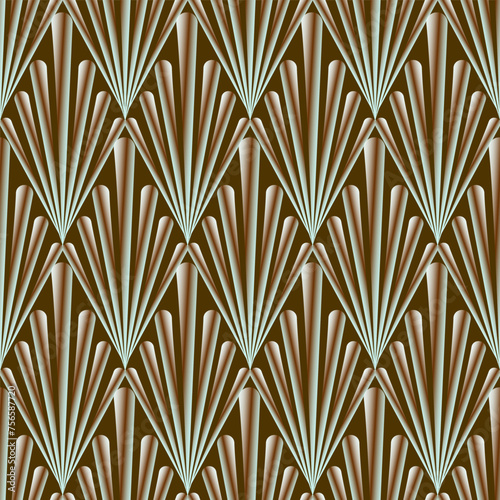 Seamless vector geometric art deco pattern with a gradient in brown shades with pipes in a rhombus. Designed for all surfaces and printing.