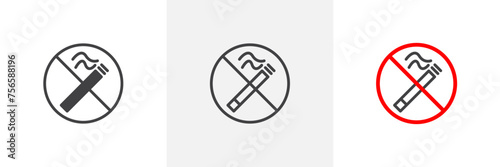 No Smoking Including Electronic Cigarettes Sign Isolated Line Icon Style Design. Simple Vector Illustration