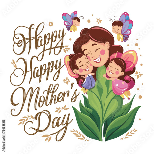 Black and White Mother’s Day Illustration